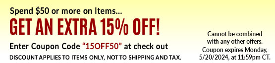 Spend $50, Get an Extra 15% Off--Offer Expires Soon!